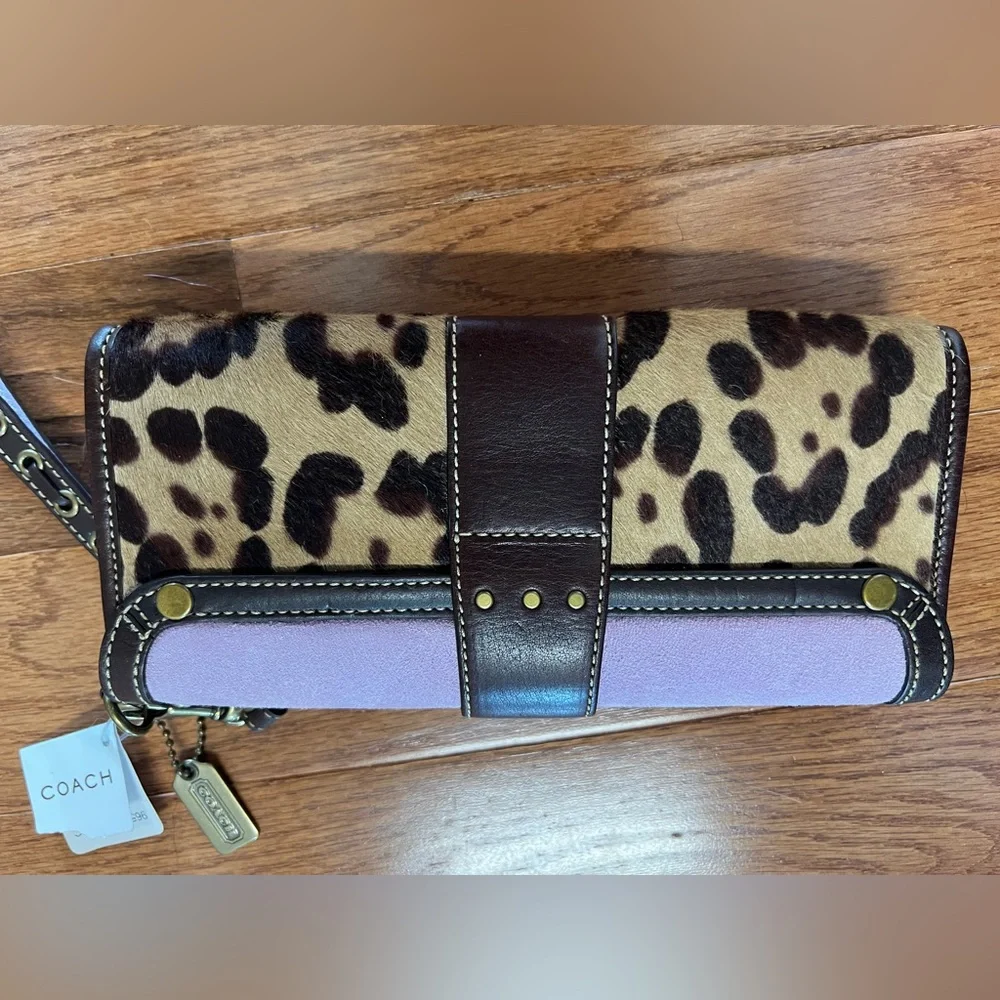 Coach Lavender and Leopard Print Wristlet - Picture 2 of 3